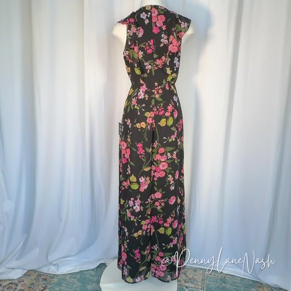 NWT Lulu's Blooming Love Floral Print Ruffled Jumpsuit Black - Picture 11 of 15